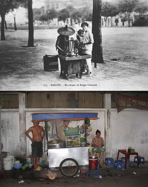  Hình ảnh chiếc xe đẩy bán hủ tíu dạo gắn liền với văn hóa ẩm thực Sài Gòn hơn 100 năm nay. Những chiếc xe bán hủ tíu đến nay gần như vẫn còn giữ nguyên cách buôn bán lề đường, đặc biệt là là tiếng gõ “lách cách” đặc trưng. Ngày nay vẫn còn những tiệm bán hủ tíu trên 50 năm tuổi như các tiệm của người Hoa ở khu Chợ Lớn, trên đường Triệu Quang Phục (quận 5), đường Gia Phú (quận 6),...