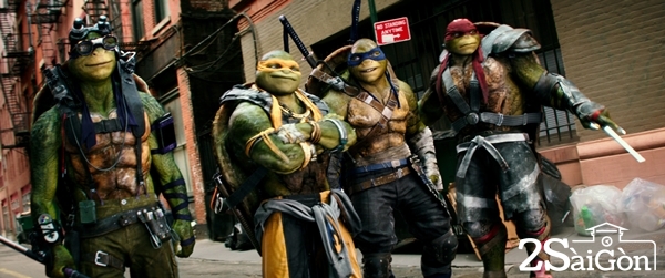 Left to right: Donatello, Michelangelo, Leonardo and Raphael in Teenage Mutant Ninja Turtles: Out of the Shadows from Paramount Pictures, Nickelodeon Movies and Platinum Dunes