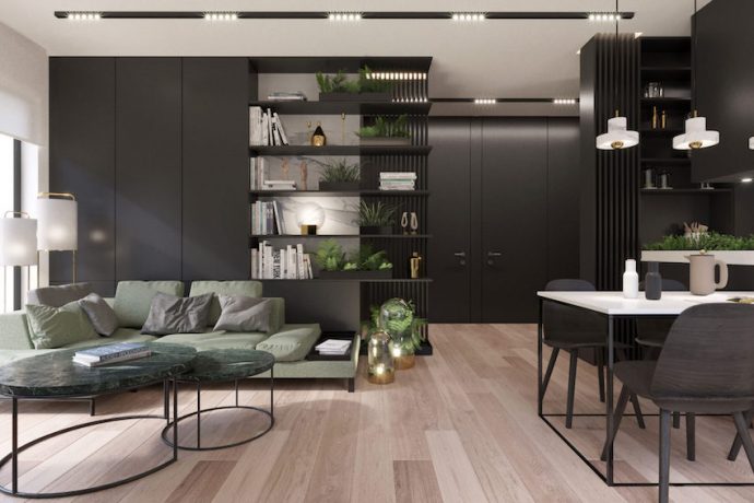 Căn hộ 16m² đẹp cá tính với thiết kế phá cách kết hợp màu đen và xanh lá của doanh nhân độc thân - Ảnh 1.