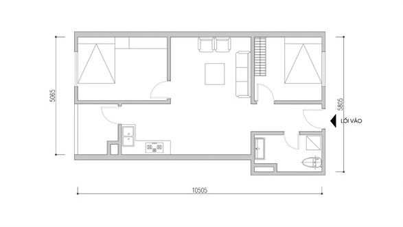 Bố trí nội thất cho căn hộ diện tích 61m² cho gia đình 3 người - Ảnh 1.