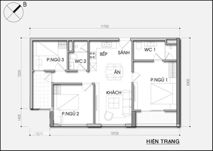 Bố trí nội thất cho căn hộ 78m2 cho gia đình 4 người - Ảnh 1.