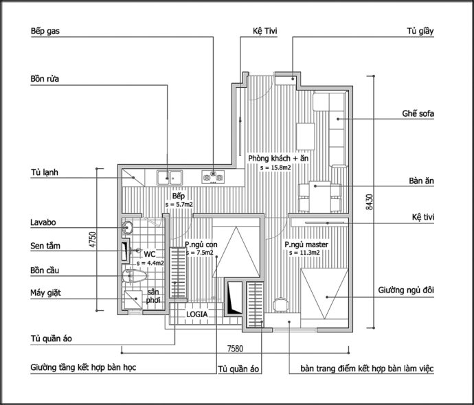 Tư vấn cải tạo và bố trí lại nội thất cho căn hộ 50m2 từ 1 thành 2 phòng ngủ ở Hà Nội - Ảnh 2.